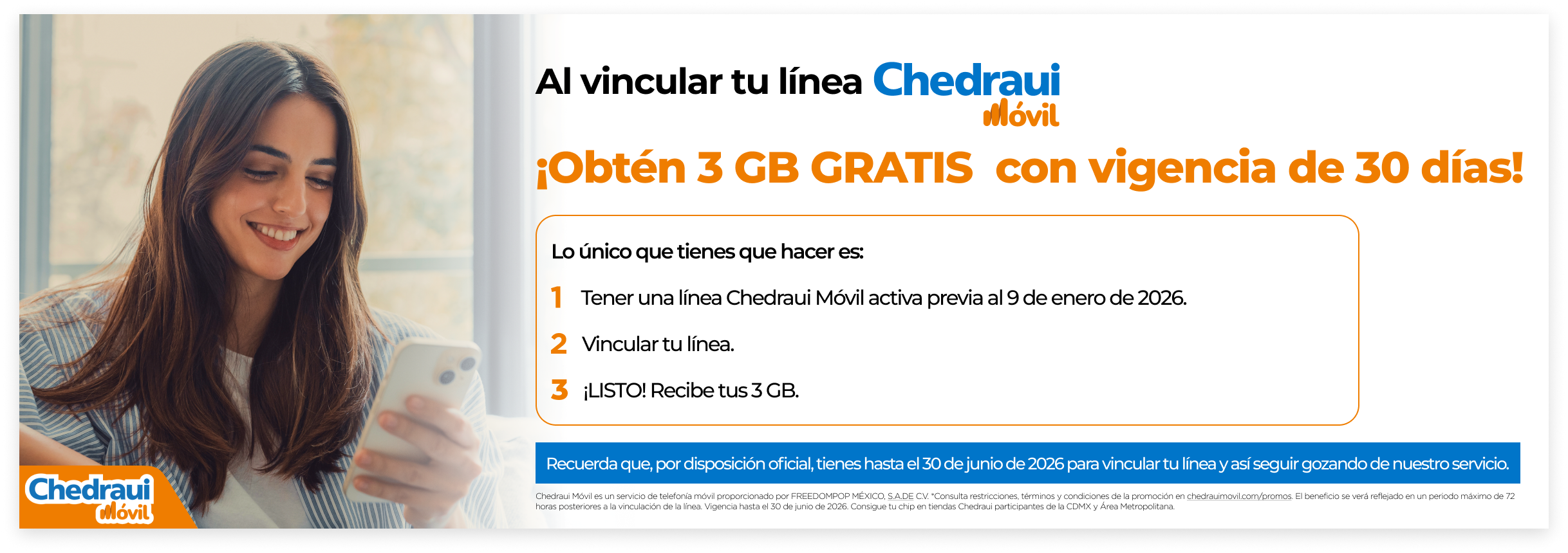 Vinculación - Obtén 3GB con vigencia de 30 días